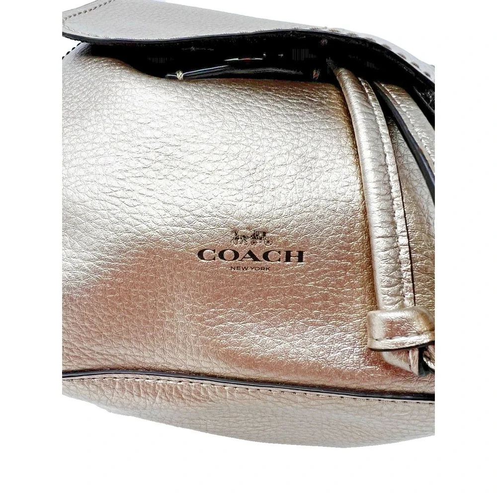 Coach Derby Mini Backpack Metallic Gold Pebbled Leather F16605